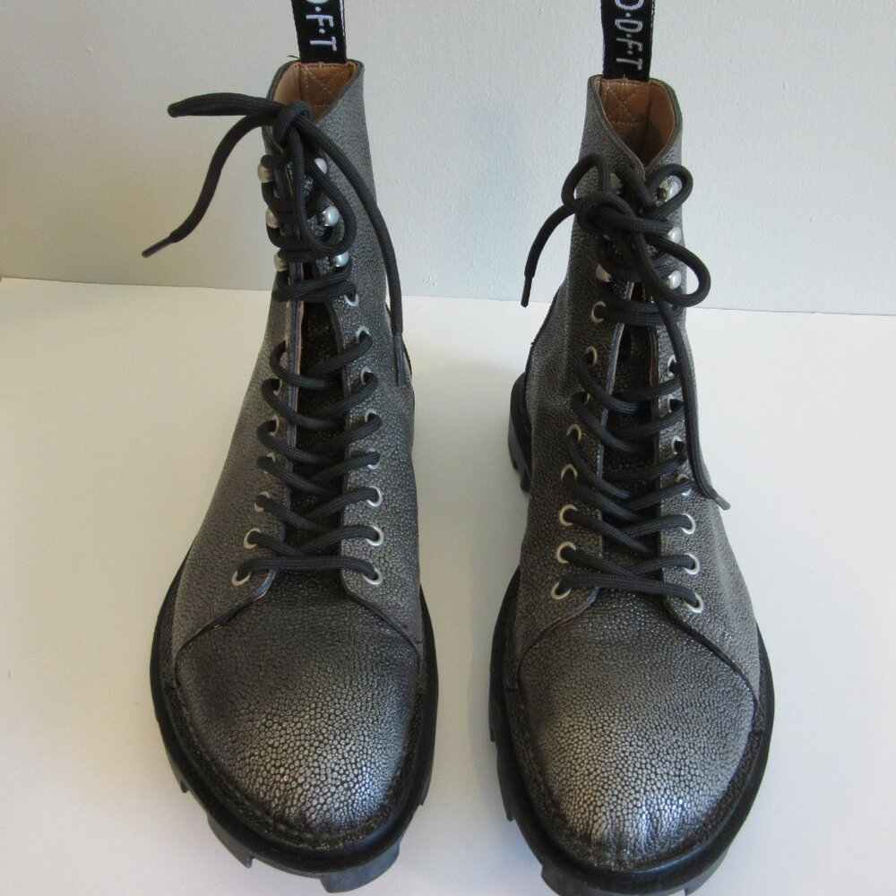 John Fluevog Grey Pebble Sixfields Size 9 Grunge Northampton Lace Up Boots-NEW - Picture 4 of 12
